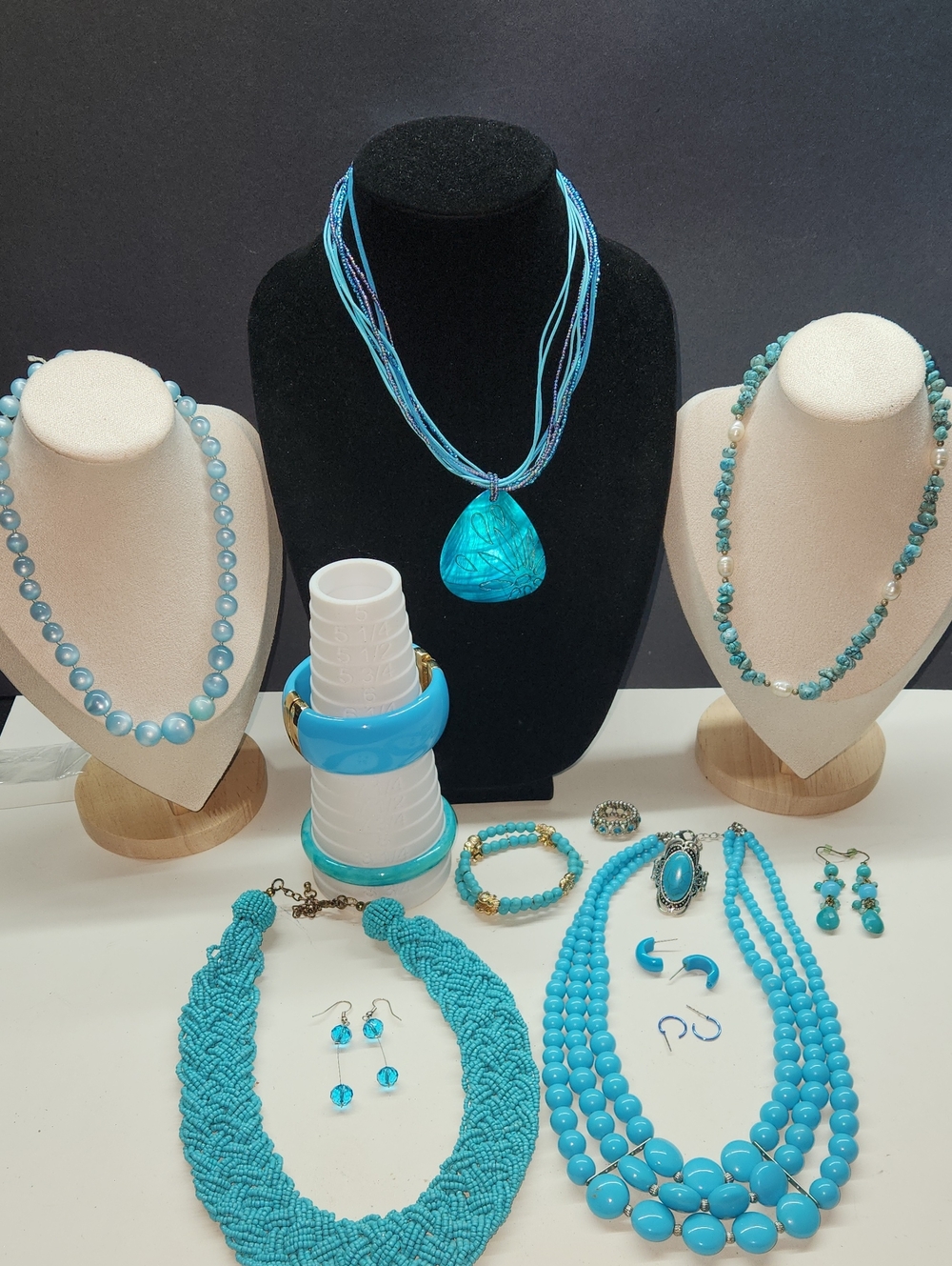 Turquoise Blue Women's Statement Necklace and Jewelry  Bundle